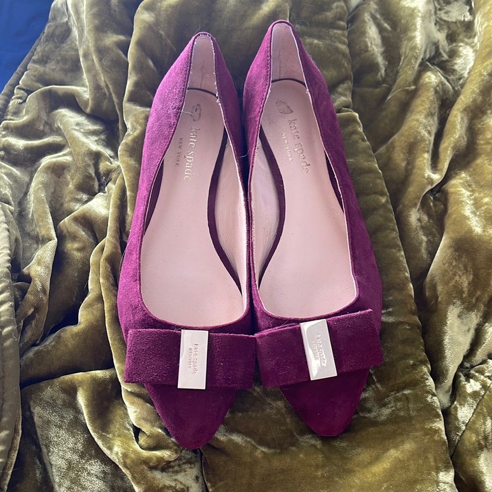 Kate spade suede burgundy flats size 6.5